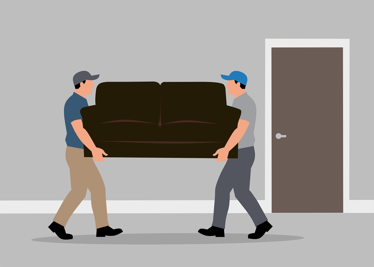 workers, moving, furniture, sofa, teamwork, movers, heavy lifting, relocation, home, cartoon, service, delivery, transportation, effort, carrying, strong, apartment, house
